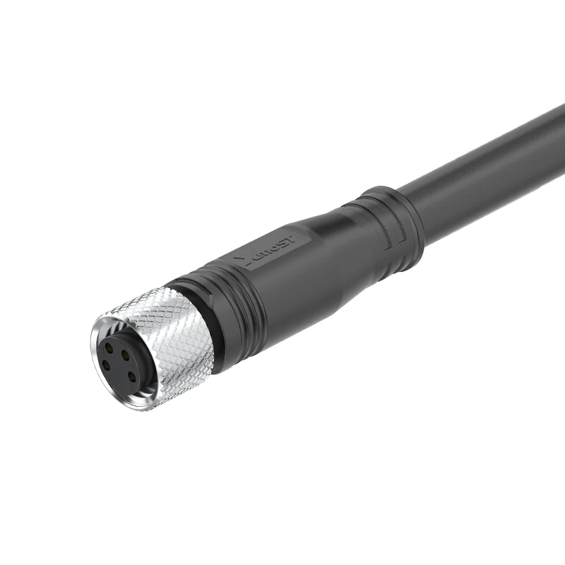 M8 Connector B-Code 4Pin Female Straight Molded Plug - Sensors, Actuators, Automation, Pre-Molded Cable, IP67