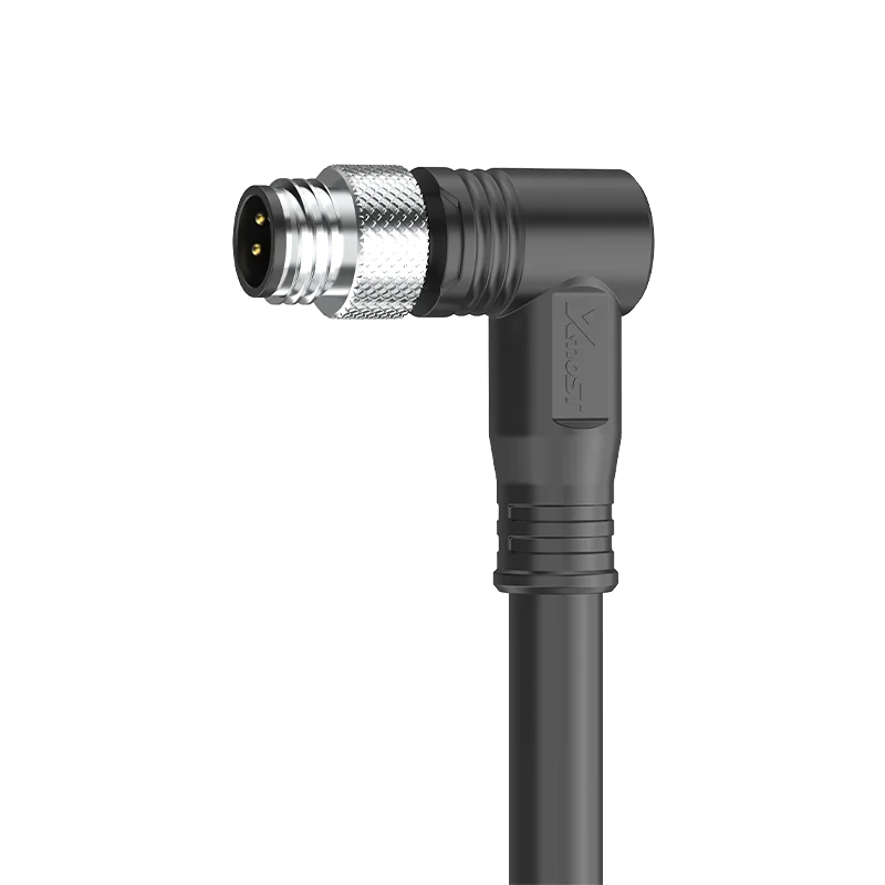 M8 Connector D-Code 4Pin Female Elbow Molded Plug - Industrial Ethernet, EMI-Shielded, IP67 - Image 3