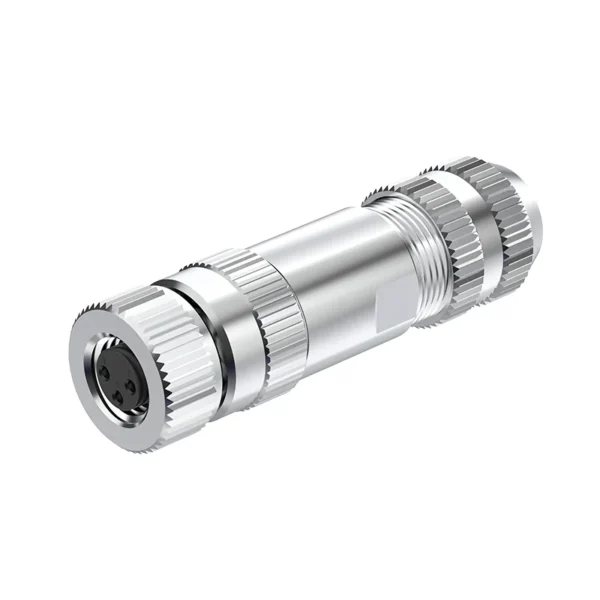 M8 Connector A/B-Code 3Pin Female Assembled Plug - Sensors, Actuators, Metal EMI-Shielded, Solder Type, IP67