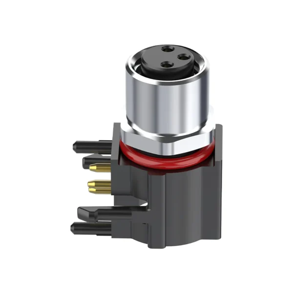 M8 Connector A-Code 3Pin Female Front Lock Elbow Socket, PCB Mount
