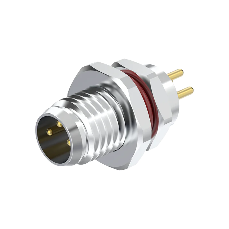 M8 Connector A/B-Code 3Pin Male Front Panel Connector - Sensors, Actuators, PCB Dip Soldering, IP67 - Image 2