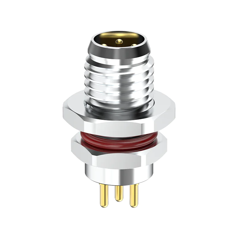 M8 Connector A/B-Code 3Pin Male Front Panel Connector - Sensors, Actuators, PCB Dip Soldering, IP67