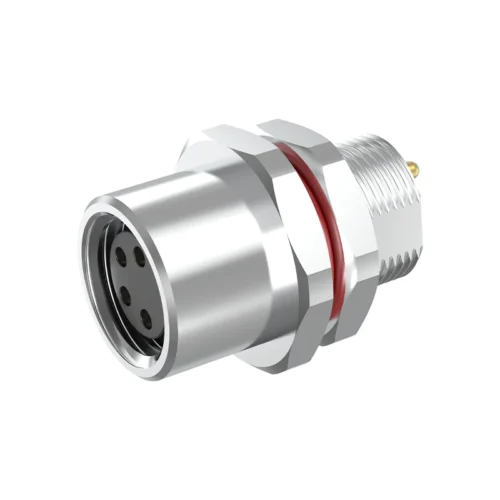 M8 Connector A-Code 4Pin Female Front Lock PCB Socket, Grounded M8 Connector A-Code 4Pin Female Front Lock PCB Socket, Grounded 4