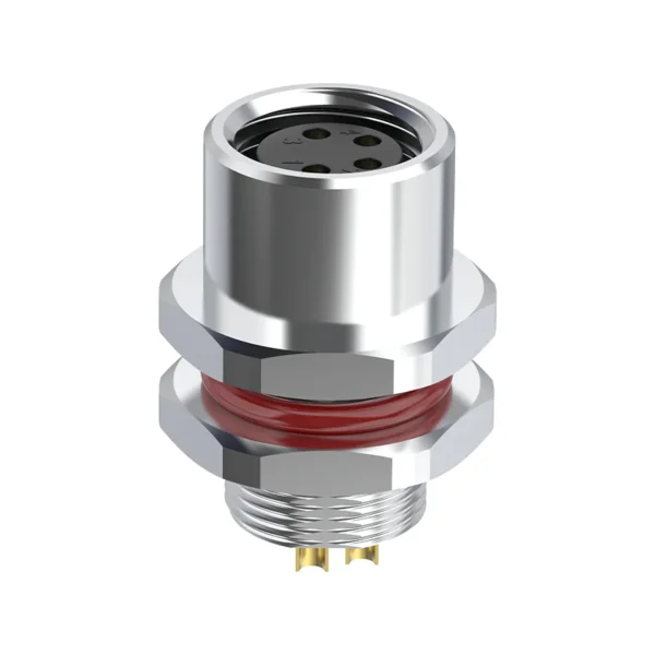 M8 Connector B-Code 4Pin Female Rear Panel Mount with Solder Tail
