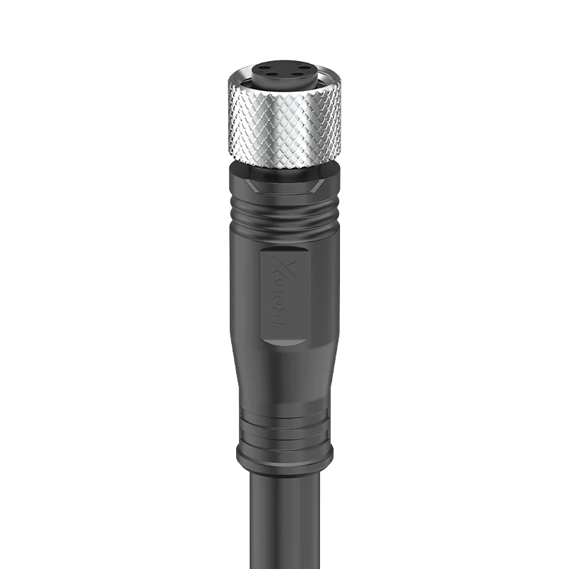 M8 Connector D-Code 4Pin Female Straight Molded Plug - Industrial Ethernet, EMI-Shielded, 60V 3A, IP67 - Image 3