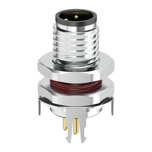 M8 Connector A/B-Code 4Pin Male Front Lock Straight PCB Socket - Sensors, Actuators, Grounded, Shielded, IP67