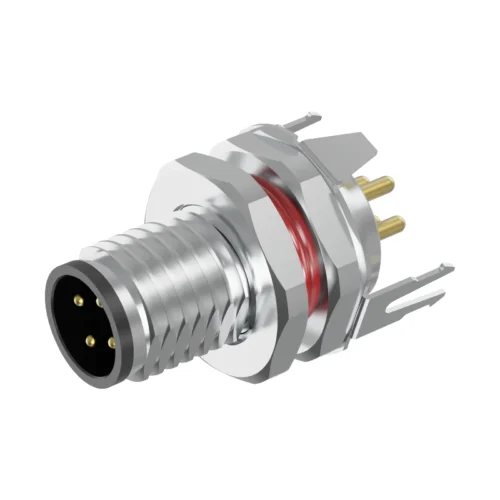 M8 Connector A-Code 4Pin Female Front Lock PCB Socket, Grounded m8-front-lock-pcb-socket-male-pin-grounded