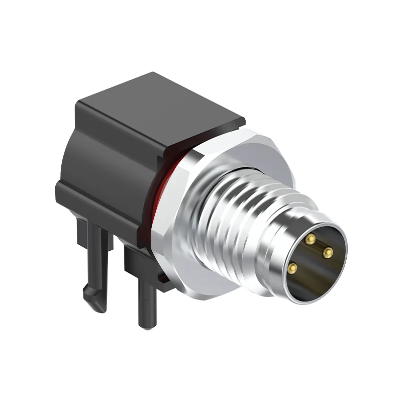 M8 Connector A-Code 3Pin Male Front Lock Straight Socket, PCB Mount Grounded - Image 3
