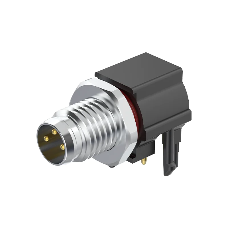 M8 Connector A-Code 3Pin Male Front Lock Straight Socket, PCB Mount Grounded - Image 2