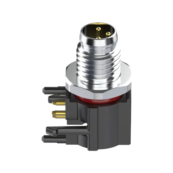 M8 Connector A-Code 3Pin Male Front Lock Straight Socket, PCB Mount Grounded