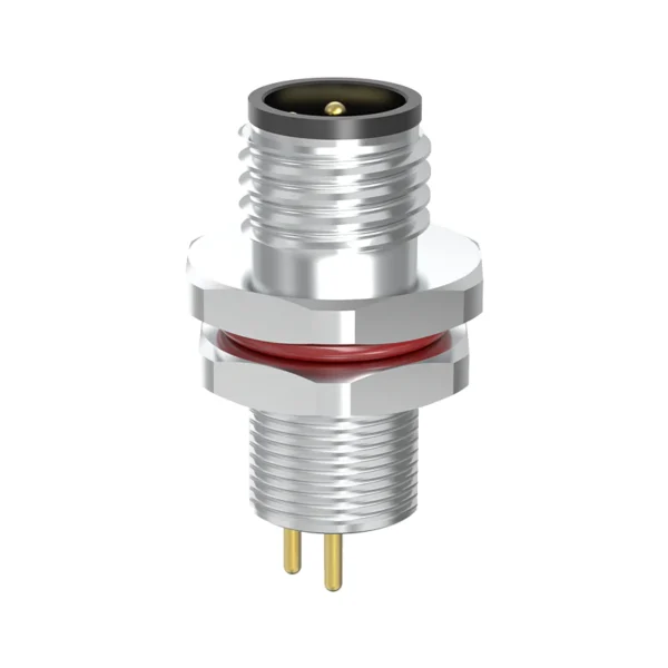 M8 Connector B-Code 3Pin Male Rear Panel Mount with PCB Contacts