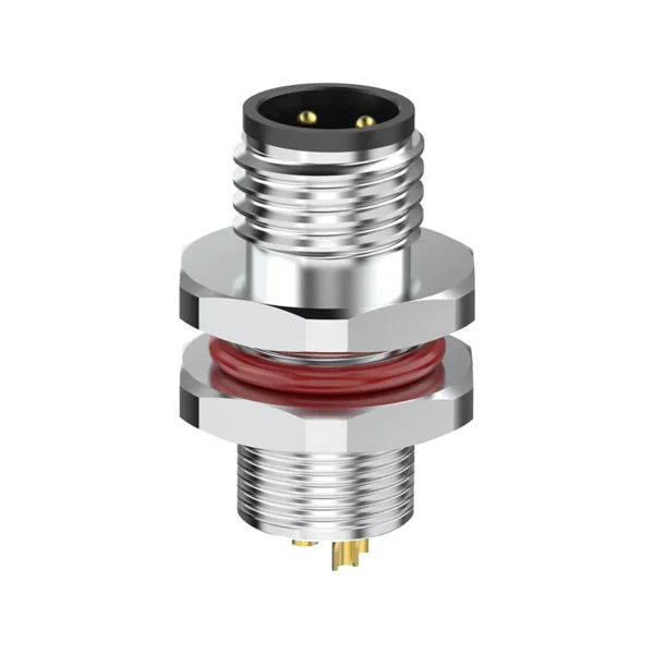 M8 Connector A-Code 3Pin Male Rear Panel Mount with Solder Tail
