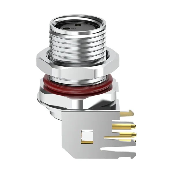 M8 Connector A-Code 4Pin Female Front Lock PCB Socket, Grounded
