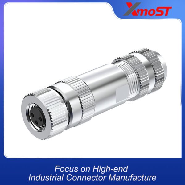 xmost m8 a b code 3 pin female assembled plug with emi shielding solder type and ip67 rating