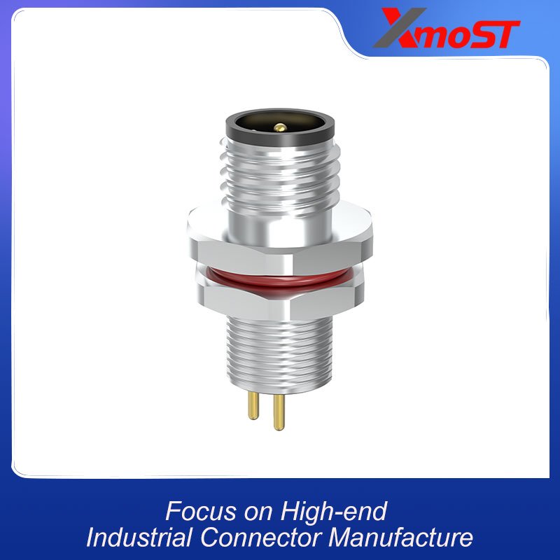 M8 Connector B-Code 3Pin Male Rear Panel Mount with PCB Contacts xmost m8 b code 3 pin male rear panel mount connector with pcb contacts for industrial board integration