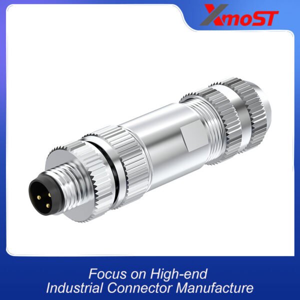 xmost m8 b code 3 pin male straight metal shielded connector with screw terminal and ip67 sealing