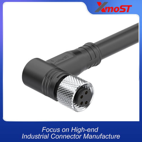 xmost-m8-female-elbow-plug-with-premolded-cable-angle-view