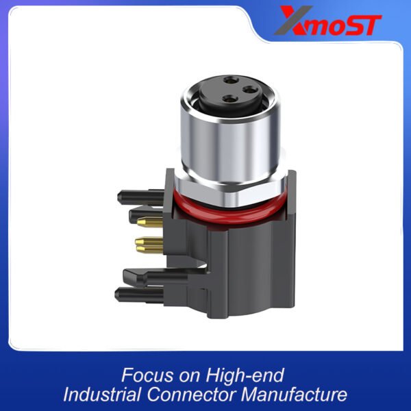 XMost M5 3-pin male circular connector, panel mount solder type, for industrial sensors