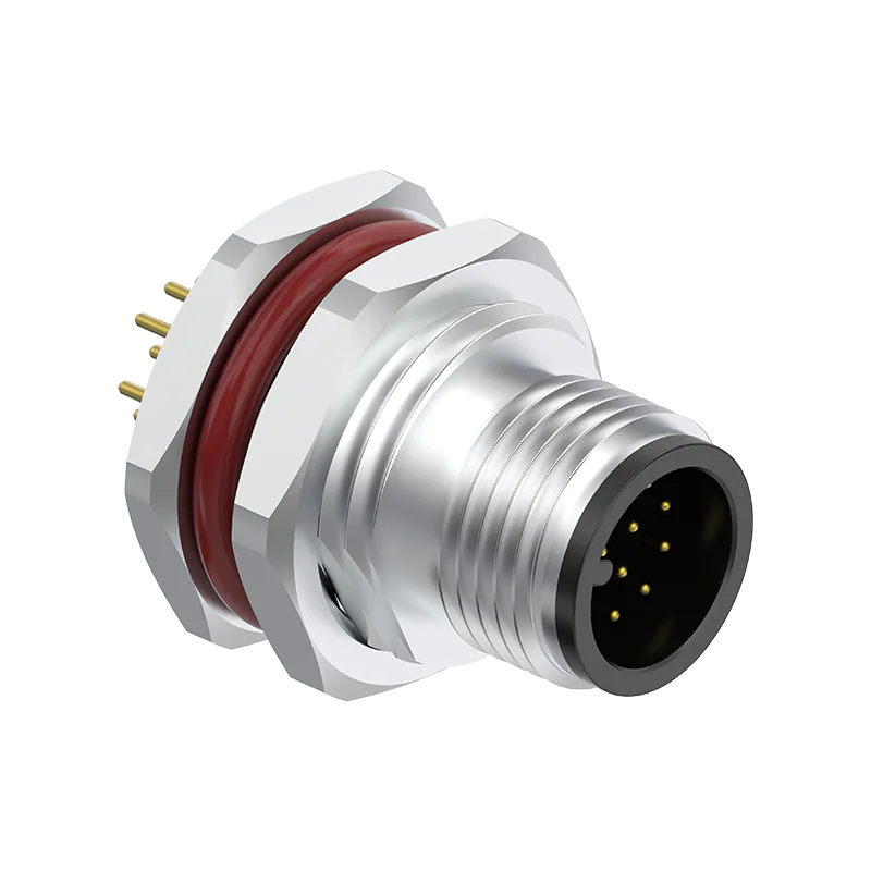 M12 Connector A-Code 12Pin Male - High-Density Signal Panel Socket, IP68 - Image 3