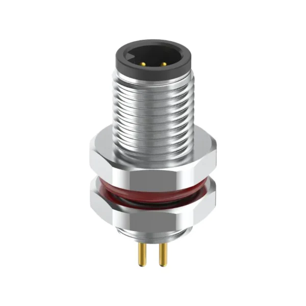 M5 Connector A-Code 4Pin Male Straight Rear-Locking Socket, SMD, IP67
