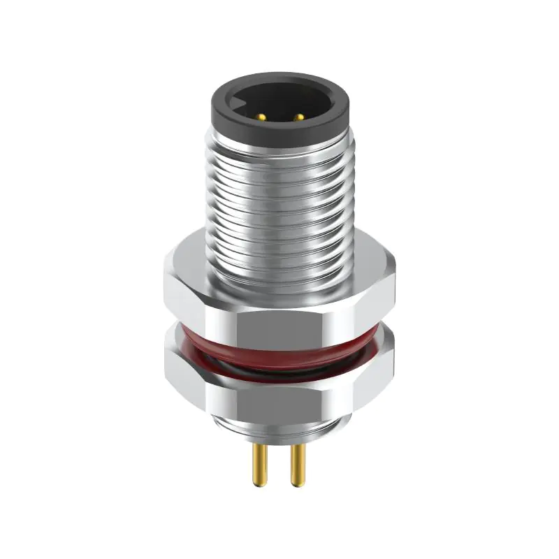 M5 Connector A-Code 4Pin Male Straight Rear-Locking Socket, SMD, IP67