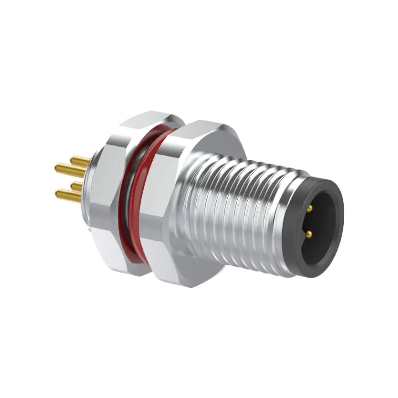 M5 Connector A-Code 4Pin Male Straight Rear-Locking Socket, SMD, IP67 - Image 2