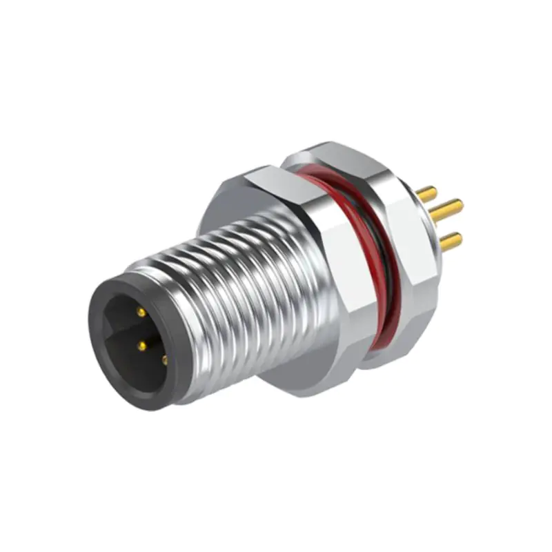 M5 Connector A-Code 4Pin Male Straight Rear-Locking Socket, SMD, IP67 - Image 3