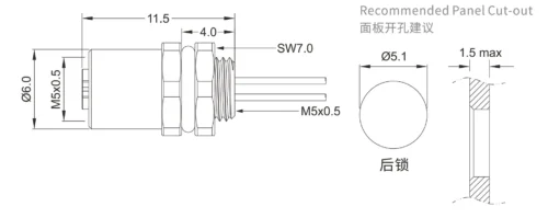 M5 Female panel connector