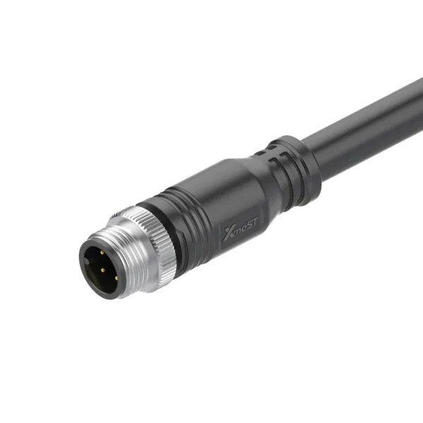 M12 Connector A-Code 4Pin Male Straight Molded Single-Ended Cable, IP68