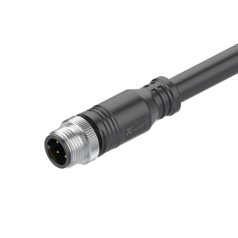 M12 Connector A-Code 4Pin Male Straight Molded Single-Ended Cable, IP68