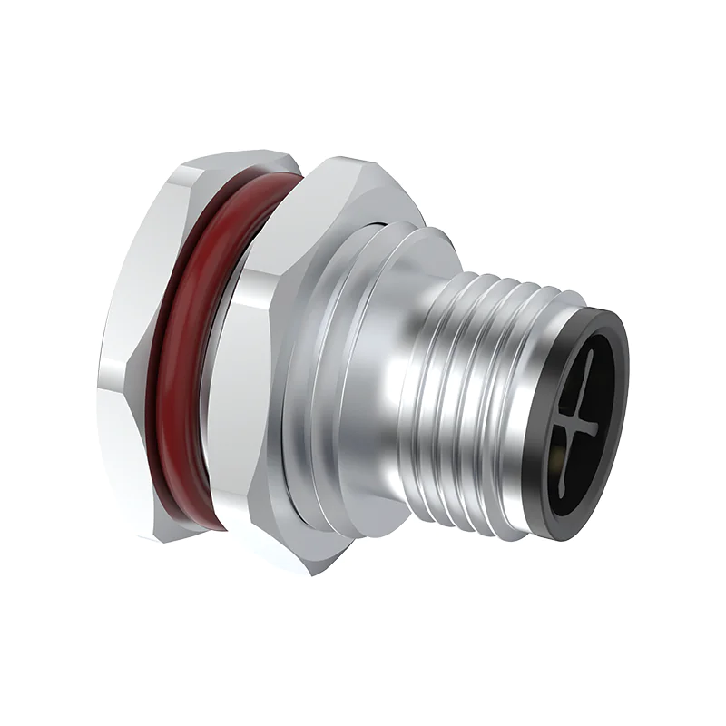 M12 Connector S-Code 4Pin Male Straight Front-Locking Socket, Solder/Crimp, IP68 - Image 2