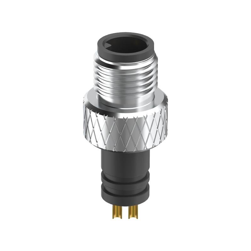M5 Connector A-Code 3Pin Male Straight Raw Plug, Solder, IP67 Xmost M5 A-Coded 3-Pin Male Straight Solder Connector, IP67