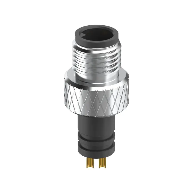 M5 Connector A-Code 3Pin Male Straight Raw Plug, Solder, IP67