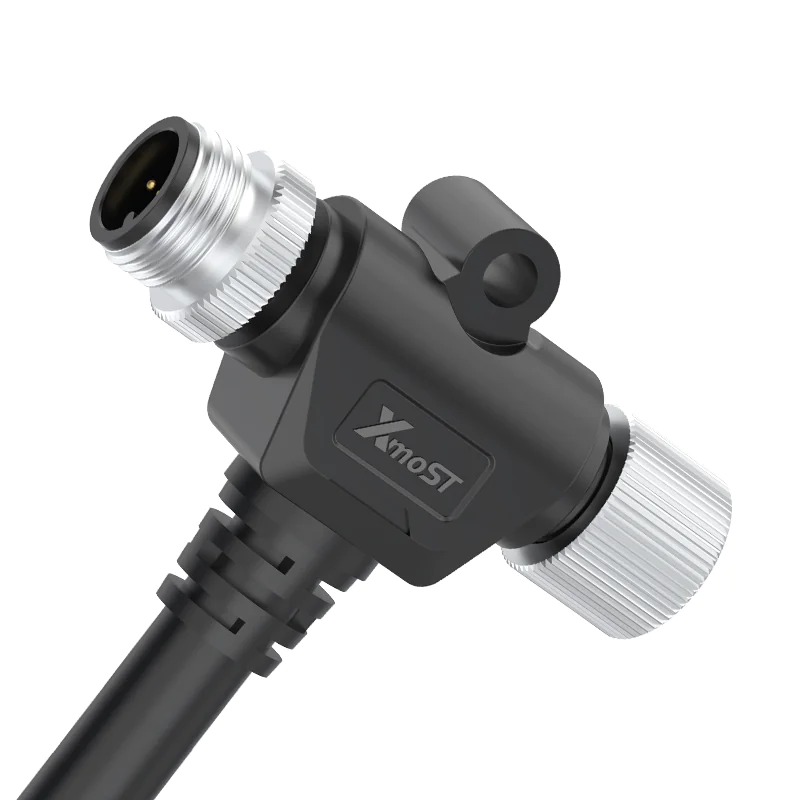 M12 Connector T-Shape Splitter with Cable - Male/Female, A/B/D-Code Compatible, IP68 - Image 2