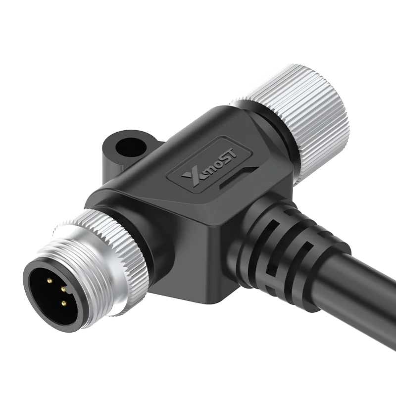 M12 Connector T-Shape Splitter with Cable - Male/Female, A/B/D-Code Compatible, IP68 - Image 3