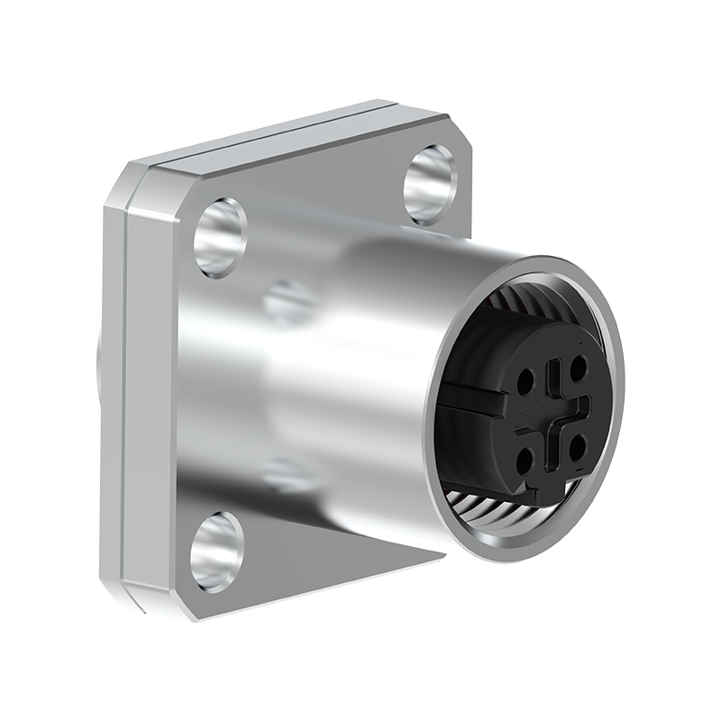 M12 Connector A-Code 4Pin Female Flange Socket - Sensor/Actuator, IP68 - Image 3