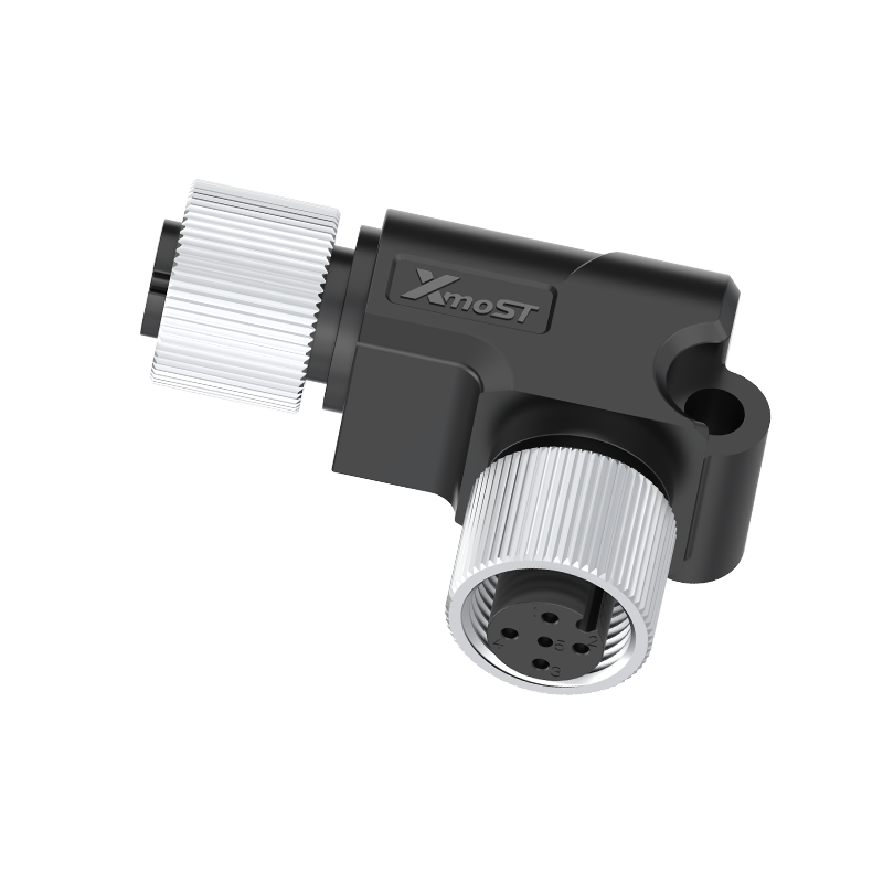 M12 Connector L-Shape Splitter - 2 Female, A/B/D-Code Compatible, IP68 - Image 3