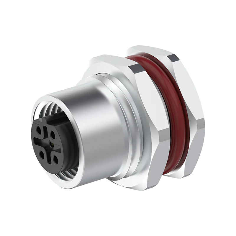 M12 Connector B-Code 5Pin Female Straight Front-Locking Socket, Solder, IP68 - Image 2