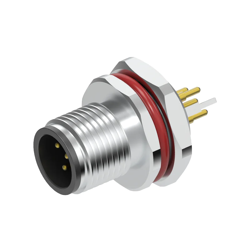 M12 Connector B-Code 5Pin Male Rear Panel Socket - Profibus, Fieldbus, Automation, Shielded, IP68 - Image 2