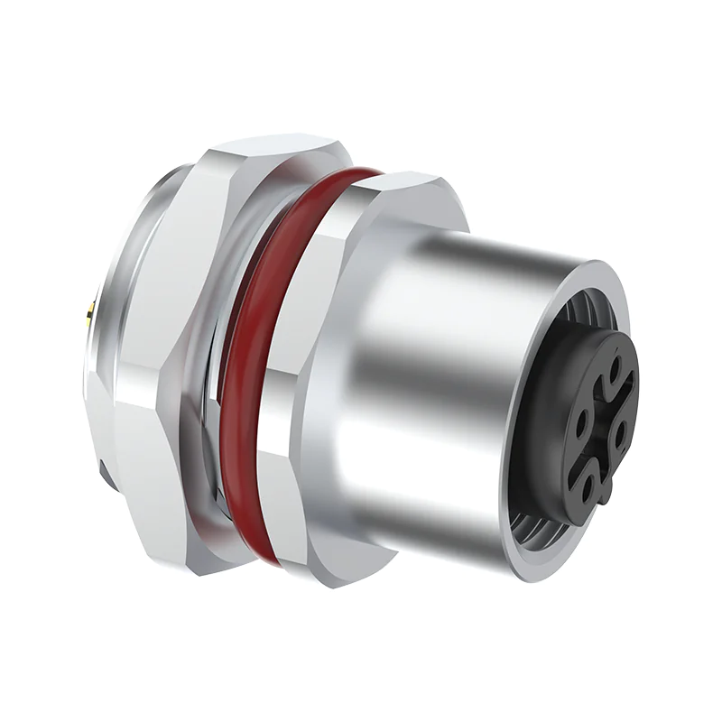 M12 Connector B-Code 5Pin Female Rear Panel Socket - Profibus, Fieldbus, Automation, IP68 - Image 2