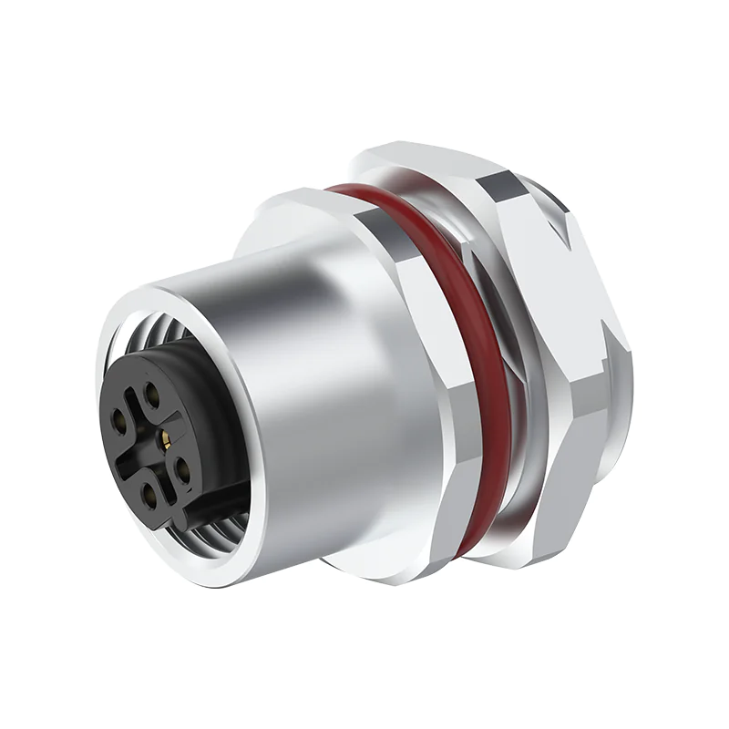 M12 Connector B-Code 5Pin Female Rear Panel Socket - Profibus, Fieldbus, Automation, IP68 - Image 3