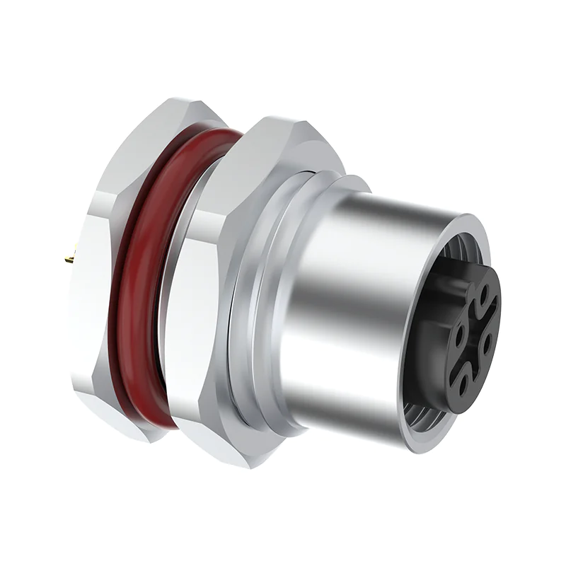 M12 Connector B-Code 5Pin Female Straight Front-Locking Socket, Solder, IP68 - Image 3