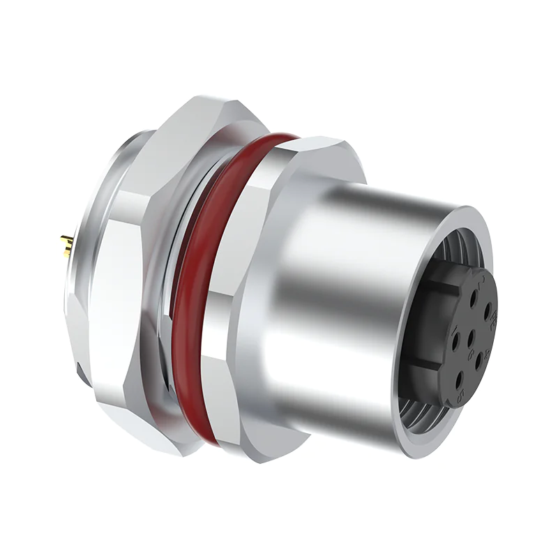 M12 Connector C-Code 6Pin Female Rear Panel Socket - CAN, DeviceNet, Fieldbus, Automation, IP68 - Image 3