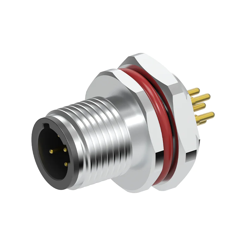 M12 Connector C-Code 6Pin Male Rear Panel Socket - CAN, DeviceNet, Fieldbus, Automation, IP68 - Image 2