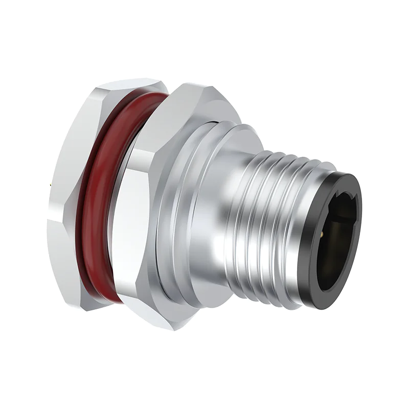 M12 Connector C-Code 6Pin Male Straight Front-Locking Socket, Solder, IP68 - Image 3