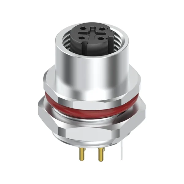 M12 Connector D-Code 4Pin Female Rear Panel Socket - Ethernet, Profinet, Automation, IP67