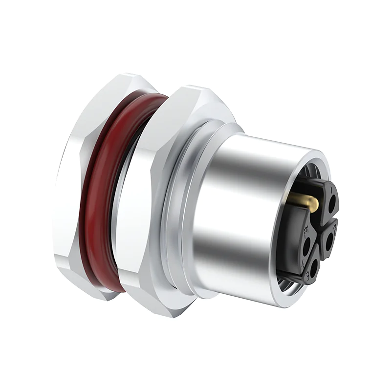 M12 Connector K-Code 5Pin Female - 630V AC Power Panel Socket, IP69K - Image 3