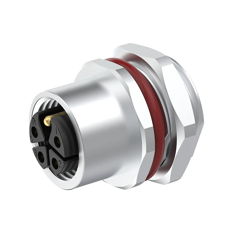 M12 Connector K-Code 5Pin Female Rear Panel Socket - AC Power, Industrial, IP69K - Image 2