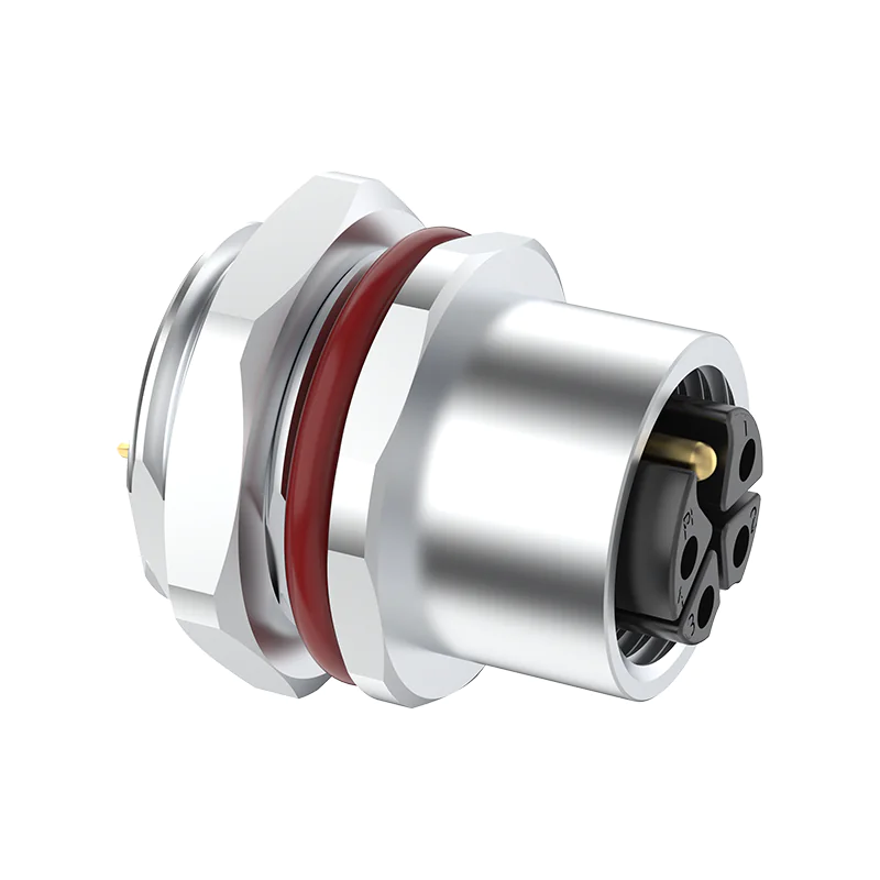 M12 Connector K-Code 5Pin Female Rear Panel Socket - AC Power, Industrial, IP69K - Image 3