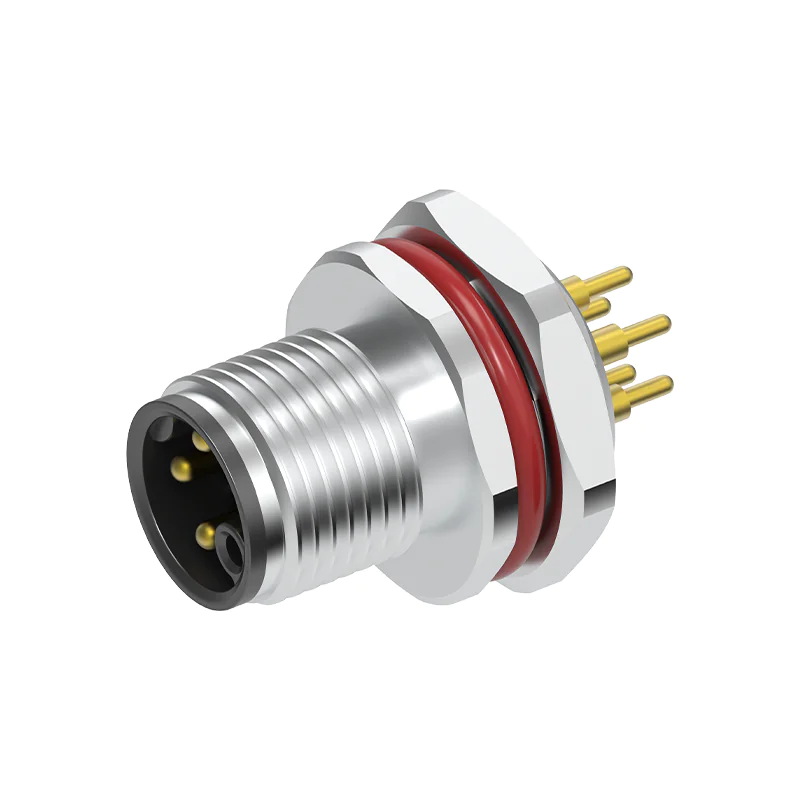 M12 Connector K-Code 5Pin Male Rear Panel Socket - AC Power, Industrial, IP69K - Image 2